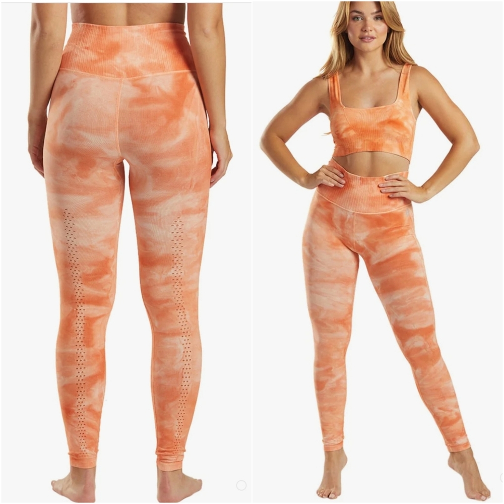 Free People FP Movement Good Karma Tie Dye Seamless 7/8 Leggings XS/S Orange
